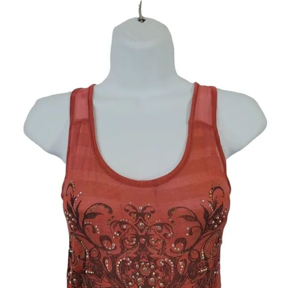 Miss Me Mulberry Silk Rhinestone and Metal Studded  Sleeveless Tank Size Small - Picture 4 of 10